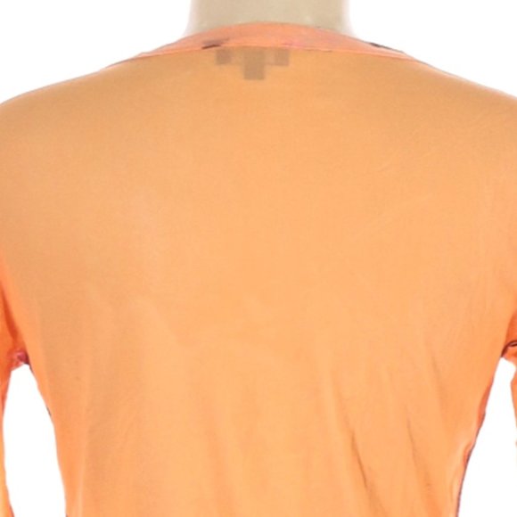 MARC AUREL Cantaloupe Orange w/Pink & Wine 100% Silk Shirt Blouse Size 42 (US 6) - Picture 6 of 6